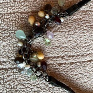 Silpada Rainbow Necklace With Glass, Faux Pearls, Leather 925 Sterling Silver